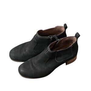 Dansko Bootie Leather Block Heel Size 38 Black Side Zip
